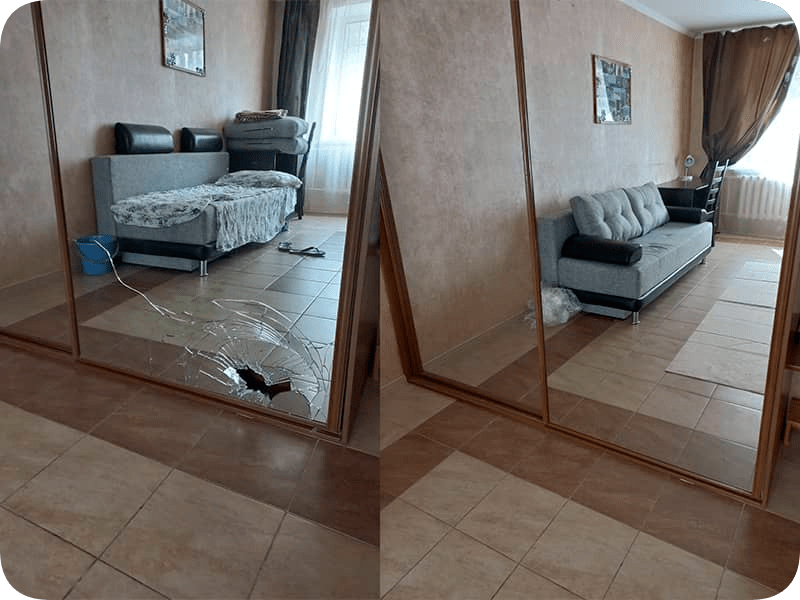 Фото 2 замена разбитого стекла в шкафу купе